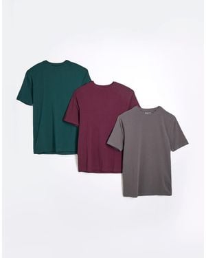 River Island Muscle Fit Mixed 3 Pk T-Shirt - Purple