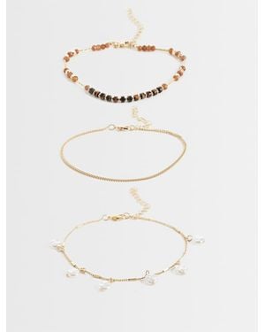 ONLY 3-Pack Pearl Charms Anklet - White