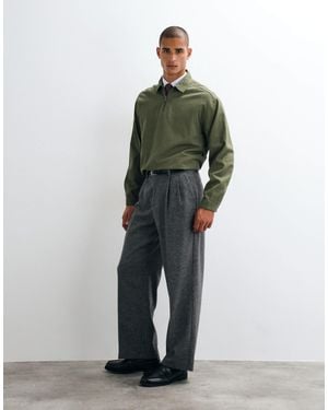 ASOS Tailored Wide Leg Pants With Wool - Blue