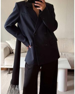 NA-KD Oversized Double Breasted Blazer - Blue