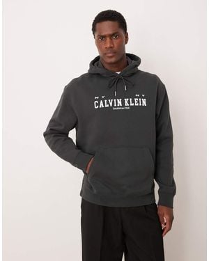 Calvin Klein Collegiate Chest Logo Hoodie - Black