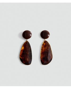 Mango Faux Jewelled Drop Earings - Brown