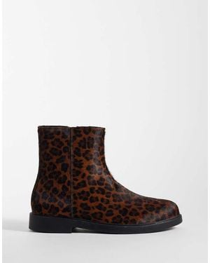 ASOS Botas Con Cremallera Y Pelo De Poni De-Multi - Marrón