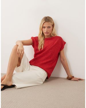 ASOS Crew Neck Slub Sleeveless Top - Red