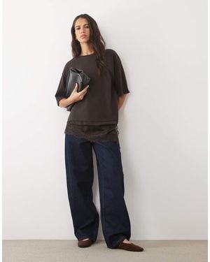 Jdy Oversized T-Shirt With Lace Details - Black