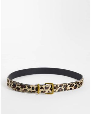 ASOS Leren Riem Met Vierkante Gesp En Luipaardprint - Bruin