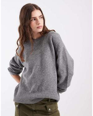 Vero Moda Pull oversize en maille à col rond moyen chiné - Gris