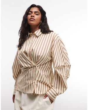 ASOS Asos Design Curve Cinched Wrap Cocoon Sleeve Shirt - Natural