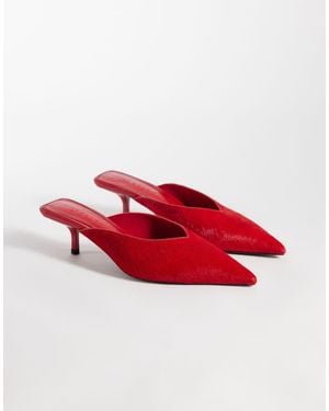 ASOS Muiltjes Met Puntige Kittenhak Van Echt Leer - Rood