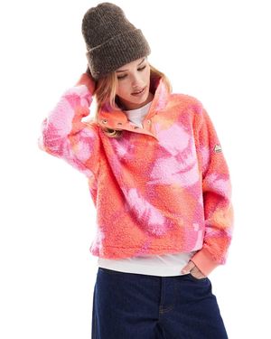 Superdry – angerauter, weicher henley-pullover - Pink