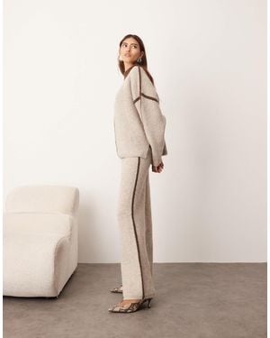ARRANGE Thick Rib Knit Pants - Natural
