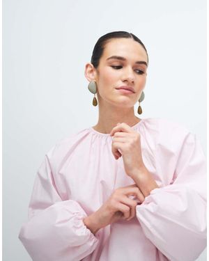 Gina Tricot Pure Cotton Volume Blouse With Button Back Detail - White