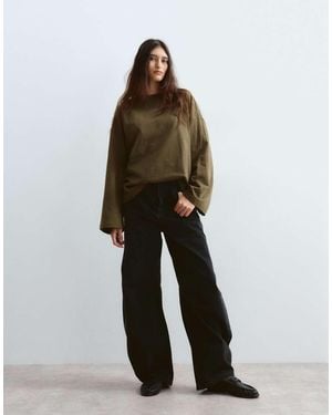 ARRANGE Cotton Oversized Long Sleeve T-shirt - Green