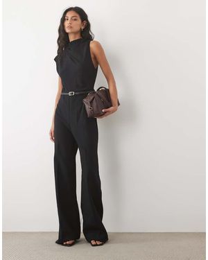 Mango One-Shoulder Jumpsuit Met Ceintuur - Zwart