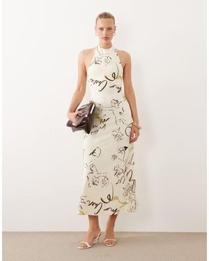 ASOS Halter Trapeze Midi Dress - Natural