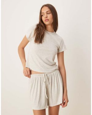 ASOS Mix & Match Rib Oversized Pyjama Tee With Side Split - Natural