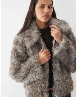 Vero Moda Faux Fur Short Jacket - Grey