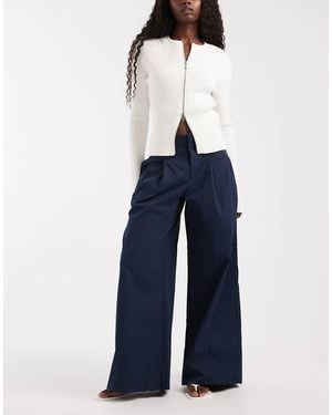 Vero Moda Pantaloni Sartoriali A Gamba Ampia Con Piega Profonda - Blu