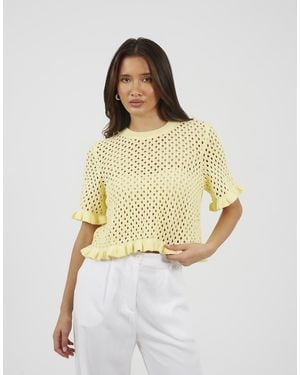 Brave Soul Open Knit T Shirt With Frill Hem - Metallic