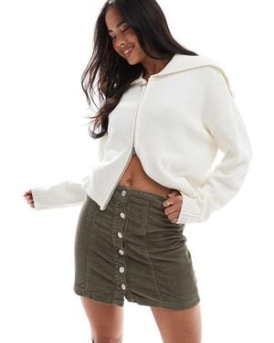 Don't Think Twice Dtt Cord Button Front Mini Skirt - White