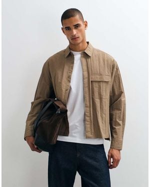 ASOS Tech Boxy Oversized Shirt - Natural