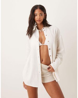 Tala – basic-hemdbluse aus leinen - Weiß