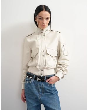 TOPSHOP X Talia Byre Leather Jacket - Natural