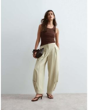 ARRANGE Pantalones De Sastre Verde De Pernera Barrel Con Pinzas-Neutro