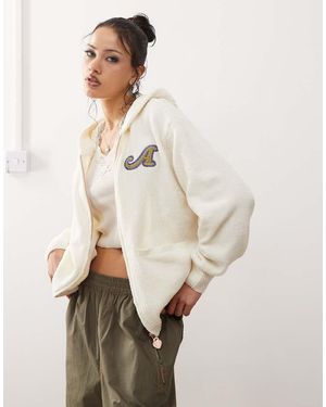 Aape By A Bathing Ape Aape By A Bathing Ape Knitted Logo Zip-up Hoodie - Natural