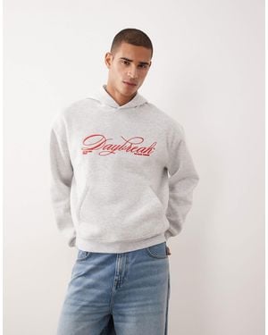 ASOS Oversized Boxy Hoodie With Embroidery Print - White