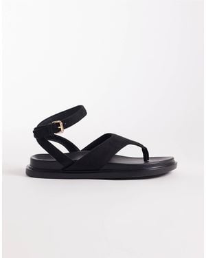 London Rebel Anya Thong Sandals With Ankle Strap And Buckle Detail - Blue