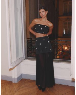 4th & Reckless Embellished Bandeau Crop Top - Black