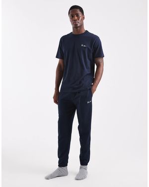 Threadbare – pyjama aus kurzärmligem oberteil und hose mit bündchen - Blau