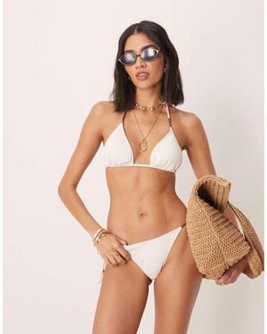 Stradivarius Trim Detail Bikini Top - Natural