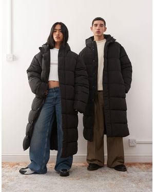 Collusion Unisex – maxi-puffermantel - Schwarz