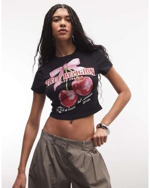 TRUE RELIGION Cherry Graphic Baby Tee - Grey