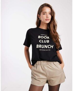 Pieces Book Club Printed T-shirt - Black