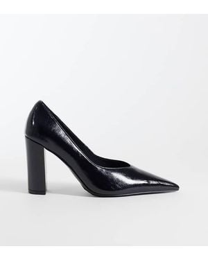 Asos Design Wide Fit Progress Pattern Work Stiletto Court Shoes - Blue