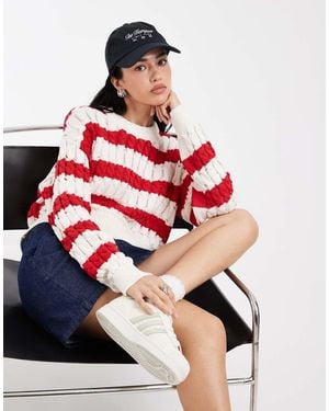 Tommy Hilfiger Loose Fit Cable Knit Jumper - Red