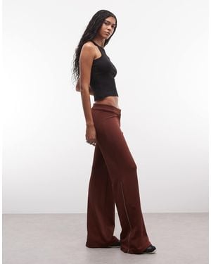 Weekday Fla Pants With Side Zip Detail - Brown