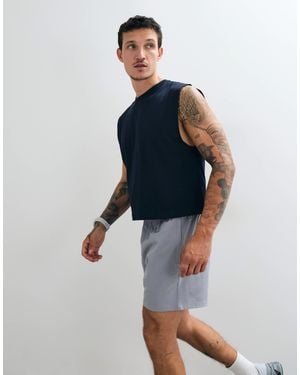 4505 Icon Cotton Cropped Lifting Tank With Quick Dry Finish - Blue