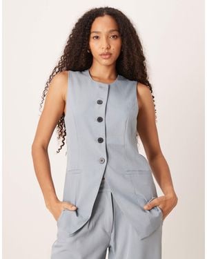 Jdy Longline Button Up Vest - Gray