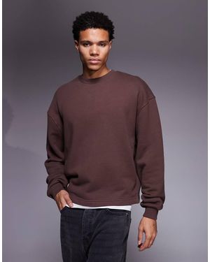 4505 Sudadera Marrón Lavado De Corte Cuadrado Extragrande De Tejido Grueso De Algodón De 420 G/M² Rest Day De - Morado
