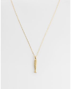 Orelia Collier en plaqué or 18 carats avec pendentif poisson texturé - Blanc