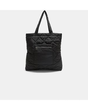 Stradivarius Borsa Shopping Imbottita Nera Double-Face - Nero