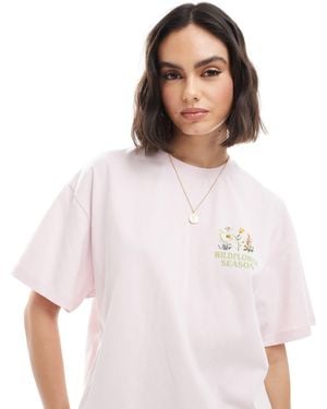 Miss Selfridge Wildflower Oversized Backprint T-shirt - White
