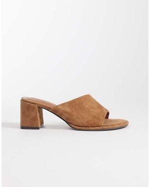 ASOS Hammer Premium Asymmetric Mid Heel Mules - Brown