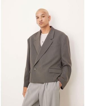 ASOS – doppelreihiger cropped blazer - Grau