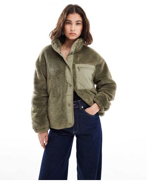 ONLY Oversize Contrast Pocket Fleece - Green