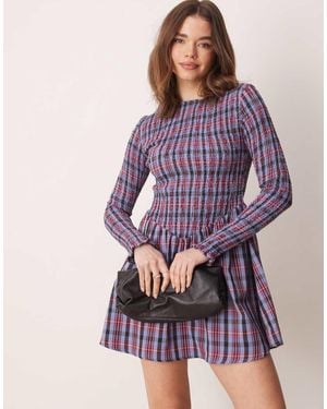 ASOS Poplin Shirred Top Mini Dress - Brown